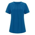 thumbnail image 3 of Blue Women's Short Sleeve T-shirt, Womens Casual Crew Neck Short Sleeve Pleated Tops Blouses Fashion Clothes 2024,Women's Short sleeve T-shirt L, 3 of 8