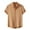 Brown, variant on CHEEREAM Men's Cotton Linen Shirts Casual Short Sleeve Button Up Shirts Lightweight Beach Tops with Pocket