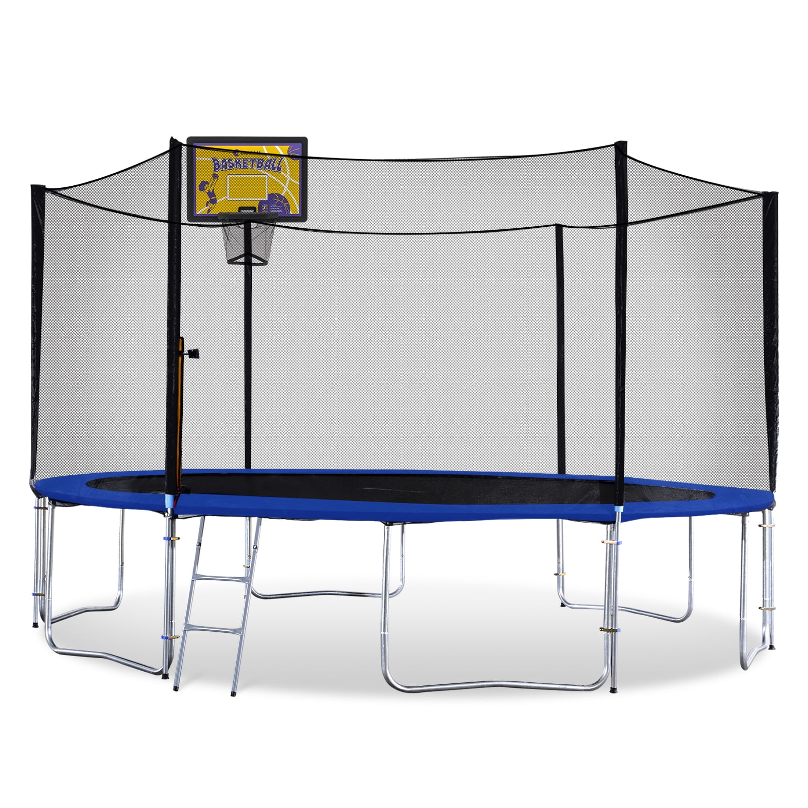 Exacme Trampoline with Yellow Rectangular Basketball Hoop, T13+BH07YE