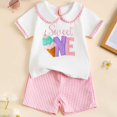 thumbnail image 2 of Newborn Infant Baby Girls Clothes Summer Short Sleeve Romper Sunflower Shorts Pants Outfits Set&nbsp; Girls Summer Set 6-18 Months,6-12 Months, 2 of 9
