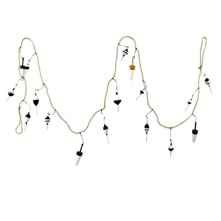 Bobber Garland 9' Fishing Net Floats on Nautical Rope Bobber Garland 9' Fishing Net Floats on Nautical Rope