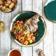 thumbnail image 5 of Stone Lain Florian Porcelain 16-Piece Dinnerware Set, Service for 4, Green and Golden Rim, 5 of 6