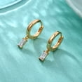 thumbnail image 4 of Square Huggie Hoop Earrings for Women, S925 Sterling Silver Post Hypoallergenic Dangle Hoop Earrings Dainty CZ Square Huggie Hoop Earrings Jewelry for Women, 4 of 7