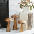 thumbnail image 3 of DecMode Contemporary Brown Wood Mushroom Sculpture with Golden Brown/Beige Finish, Set of 3 16", 14", 12"H, 3 of 15