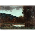 thumbnail image 2 of Jean-Jacques Henner 14x11 Black Ornate Wood Framed Double Matted Museum Art Print Titled: Alsace Landscape, Twilight (1879-1888), 2 of 5