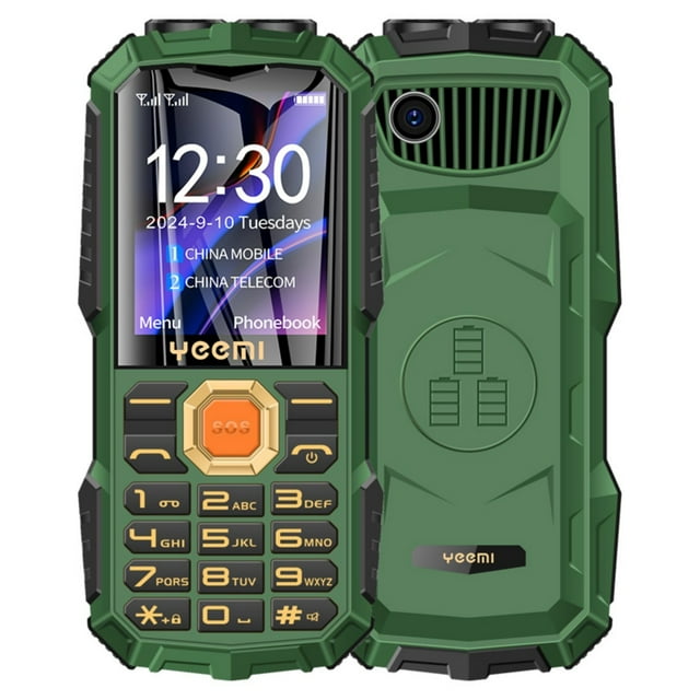 Téléphone pour Aînés à Panneau Droit B avec Réseau 2G, Trois Protections, Banque d'Alimentation et Batterie Longue Durée
