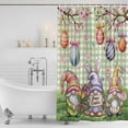 thumbnail image 3 of Easter Gnomes Shower Curtain, Waterproof Shower Curtains for Bathroom, Easter Eggs Spring Tulip Flower Green Plaid Washable Fabric Bathtub Curtain Set Bath Decor with 12 Hooks Extra Long 72"x96", 3 of 8