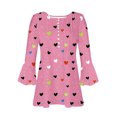 thumbnail image 6 of VKOYWKM Tunic Tops for Women Valentine's Day Shirts 3/4 Bell Sleeve Button V Neck Henley Shirt Cute Love Heart Print Pleated Empire Waist Tunic Blouses, 6 of 6
