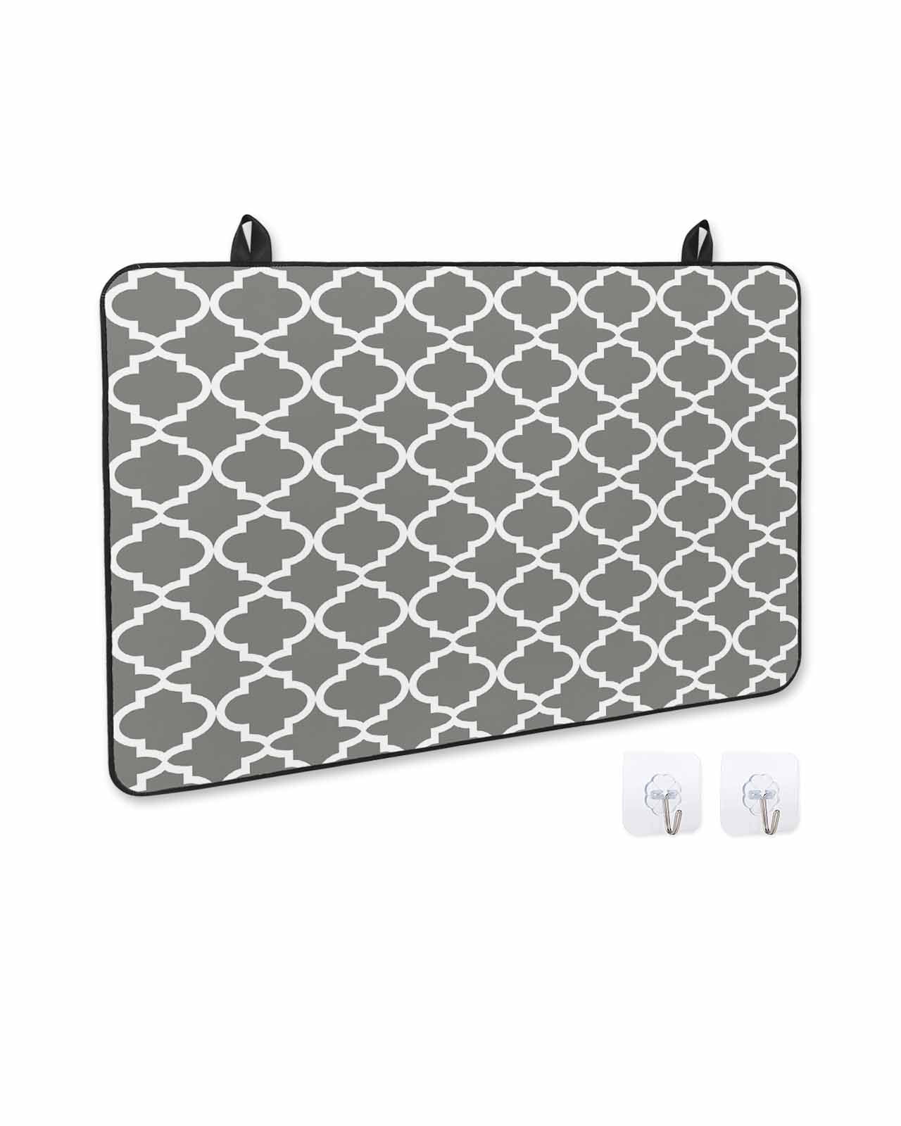 nqOlkjepod Large Induction Cooktop Protector Mat 36"x21", Gray Morocco Stove Top Covers for Electric Stove, Vintage Minimalist Boho Ethnic Pattern Stove Burner Cover Mats, Glass Top Stove Cover