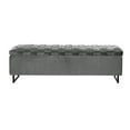 thumbnail image 2 of Inspired Home Banc de Rangement en Velours Hector, Gris, 2 of 8