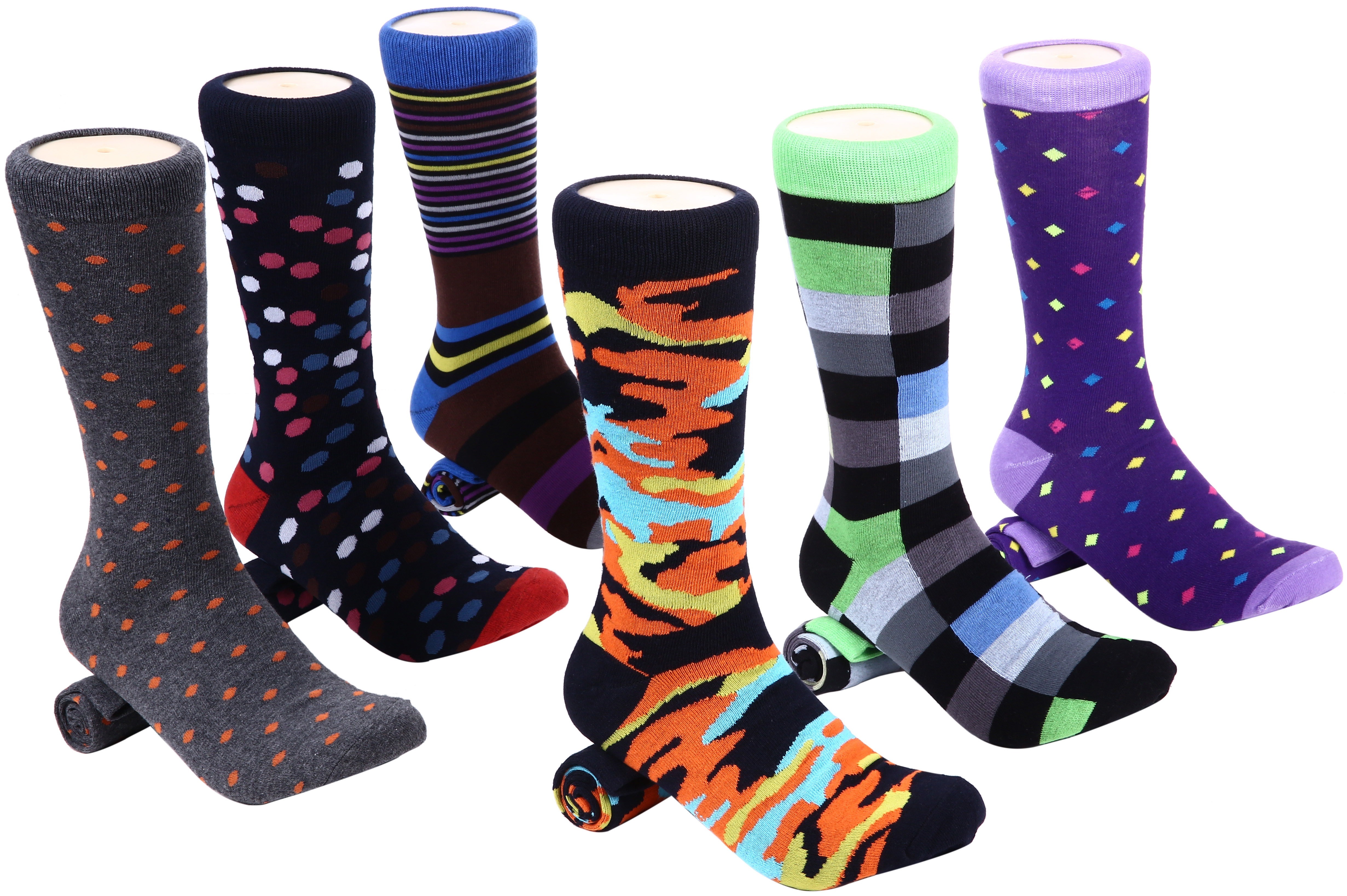 Marino Mens Dress Socks - Fun Colorful Socks for Men - Cotton Funky Socks - 6 Pack