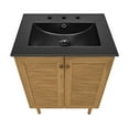 thumbnail image 5 of Bron 24 in. Brown Oak Bathroom Vanity With Black, 3-Hole Ceramic Sink Top, 5 of 8