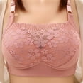 thumbnail image 2 of Stylish SMihono Womens Sexy Lace Everyday Bra Solid Color Full Coverage Underwear Wire Free Breathable Comfy Push Up Bralettes Pink 36/80BC, 2 of 6