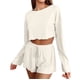 thumbnail image 1 of Pijama de Punto Acanalado para Mujer: Pijama Suave y Transpirable de 2 Piezas, Camiseta de Larga y Pantalones Cortos, Ropa de Estar Cómoda, Color XL, 1 of 8