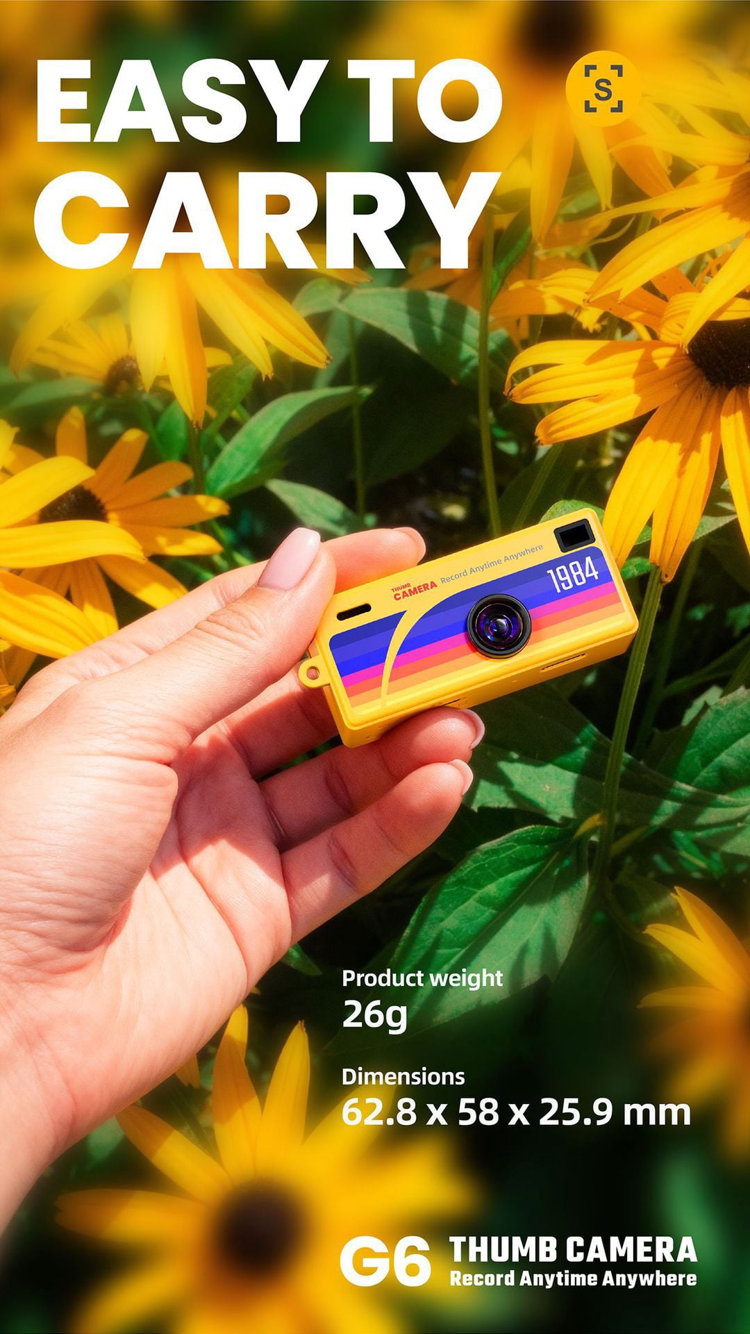 G6 Thumb Mini Digital Camera, Small Action Camera for Kids Students, Pocket Camera for Photo Video, 1080P HD Anti-Shake Portable, Birthday Gift for Girls Outdoor Travel
