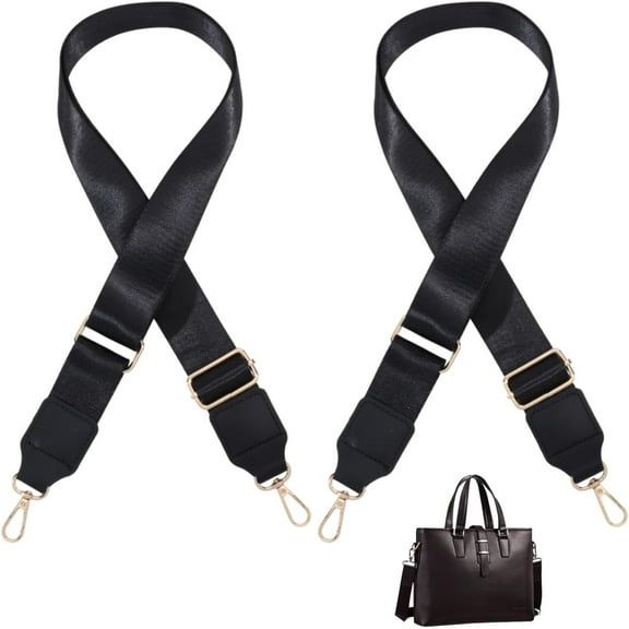 2 Pcs 59.5In Bags Canvas Shoulder Strap Wide Replacement Adjustable Purse Belt Gold Hardware Shoulder Strap for Shoulder Bag Handbag Purse Black for diy making