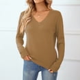 thumbnail image 3 of QUALFORT Women’s 100% Cotton V-Neck Pullover Sweater, Long Sleeve Lightweight Sweater for Women, Soft Classic Solid Color Knit Top, 3 of 9