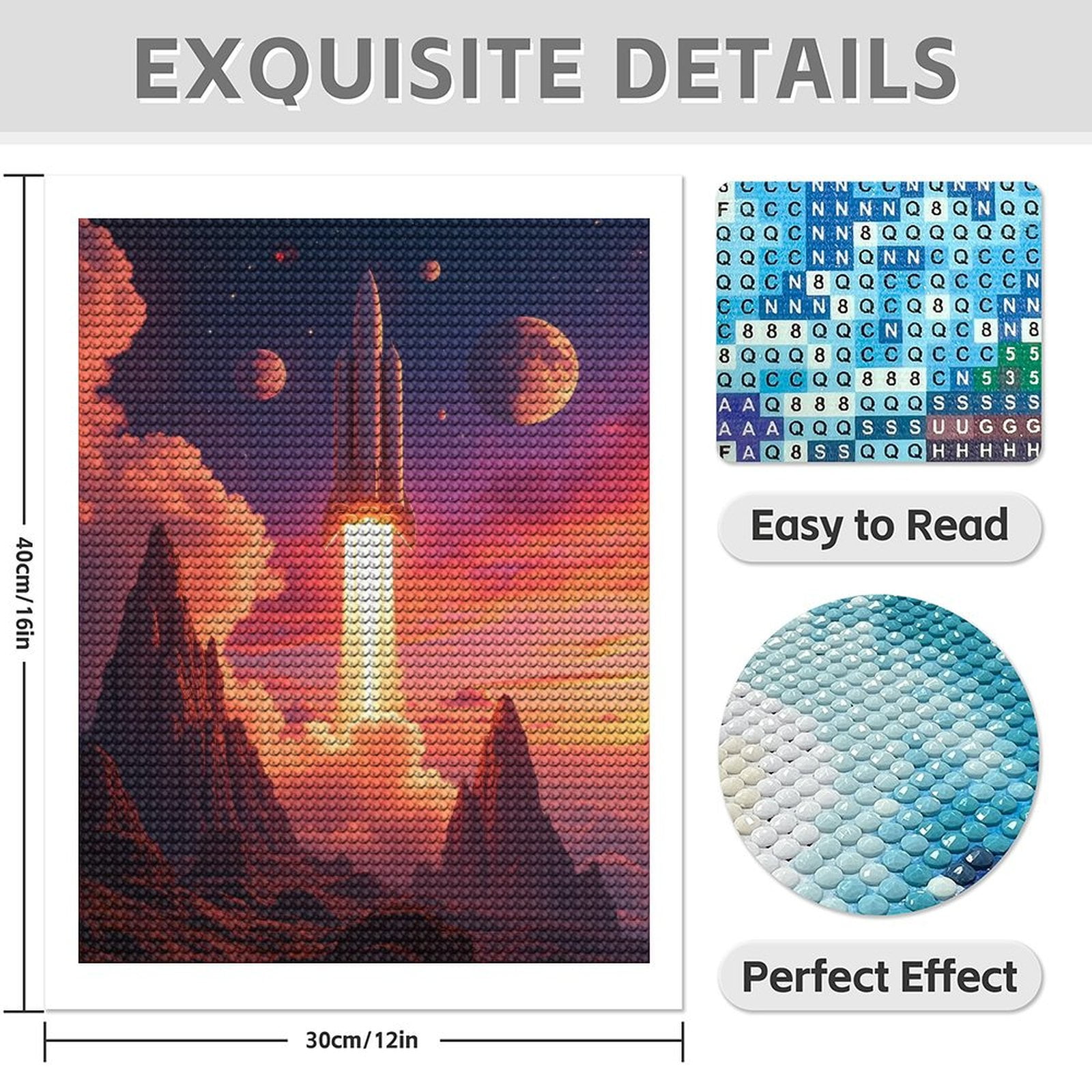 Diamond Art Kits for Adults - 5d Space Odyssey Rocket Launch Scene Diamond Painting for Adults, Diamond Art for Adults Beginners, Frameless Diamond Painting Kits for Adults for Home Wall Decor