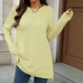 thumbnail image 2 of Maplenight Crew Neck Tops for Women Knit Long Sleeve Casual Tunic Sweaters Solid Side Slit Womens Pullover Tops for Fall Winter, 2 of 7