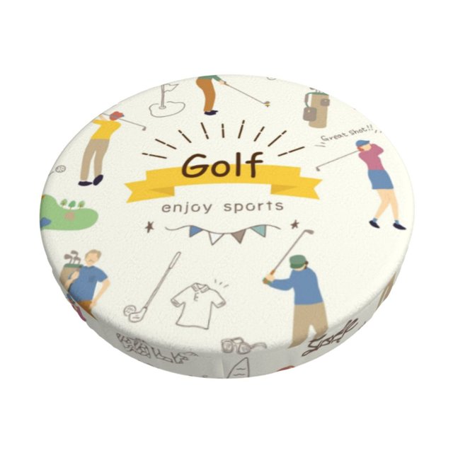 Balery Golf Icons And Golfer Fundas de asiento para taburete de bar redondo de tela de terciopelo ajustables que protegen de arañazos y manchas para sillas de 14 a 17 pulgadas.-14 inch