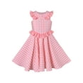 thumbnail image 1 of Girl Dress Ruffle Pink Plaid Checkered Button Sleeveless O-neck 7 Years, 1 of 6