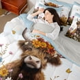 thumbnail image 4 of jejeloiu Cute Highland Cattle 7-Piece Twin Bedding Sets,Colorful Rustic Flowers Bedding Comforter Set,Kawaii Daisy Blossom Sheet Sets For Girls Boys,Luxury Bedroom Decor Reversible, 4 of 8