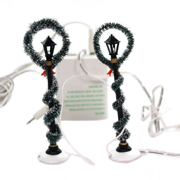 Department 56 Accessory CHRISTMAS WREATH STREET LIGHTS Lit Accessories