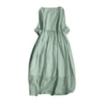thumbnail image 2 of Women's Linen Dress, Embroidered Summer Maxi Dress with Tie Waist, Boho Cotton Long Dress for Women, 2 of 9