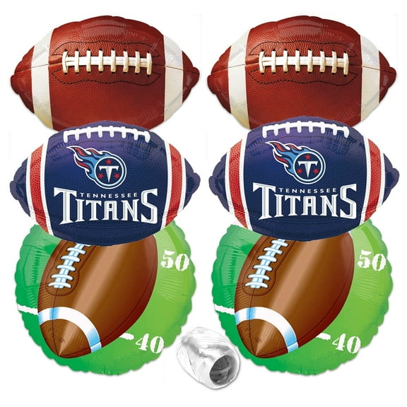 Tennessee Titans Football Mylar Foil 7pc Balloon Pack, Navy Silver Blue
