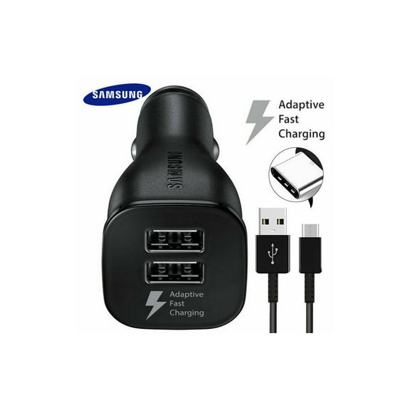Samsung Fast USB C Dual-Port Car Charger with Type C Cable 4ft Compatible for Samsung Galaxy S21 /S20 FE/Note 20/S10/Note 10/Z Flip3/A52/A71/A10e/A01