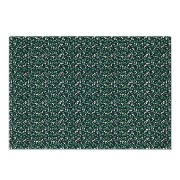 Leaf Cutting Board, Abstract and Simplistic Design Leaves Art, Decorative Tempered Glass Cutting and Serving Board, in 3 Sizes, by Ambesonne