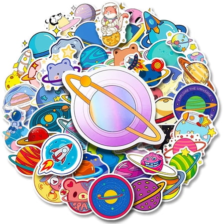 Space Stickers Cute Planet Vinyl Decal for Water Bottles, Cute Vinyl ...