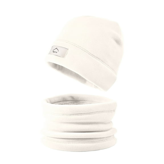 VNKIDY Kids Caps Winter Warm Hat Neck Gaiter Set Boys Girls Soft Plush Beanie With Brand Label Cozy Neck Warmer For Cold Weather Protection Outdoor Activities Soft Headwear