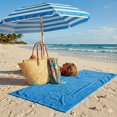 thumbnail image 3 of Cotton Beach Towels Set of 2, Oversized Terry Velour, Aqua, 3 of 5