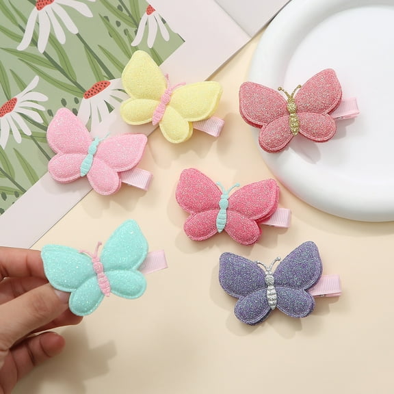 6PCS Baby Girl Hair Clips Toddlers Infants Kids Hair Butterfly Snap Clips Barrettes