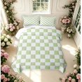thumbnail image 2 of Manfei Modern Checkered Bed Spread Queen,Geometric Plaid Art Queen Coverlet Set,Green,3 Pieces,1 Quilt and 2 Pillowcases, 2 of 7