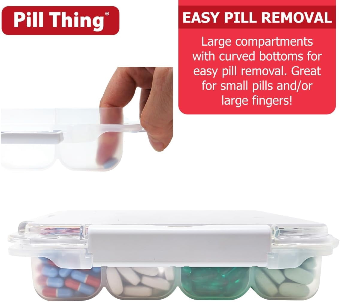 Portable Durable Airtight Waterproof 20 Compartment Large Pill Case with Silicone Gasket and Medication Map, 1 Pack