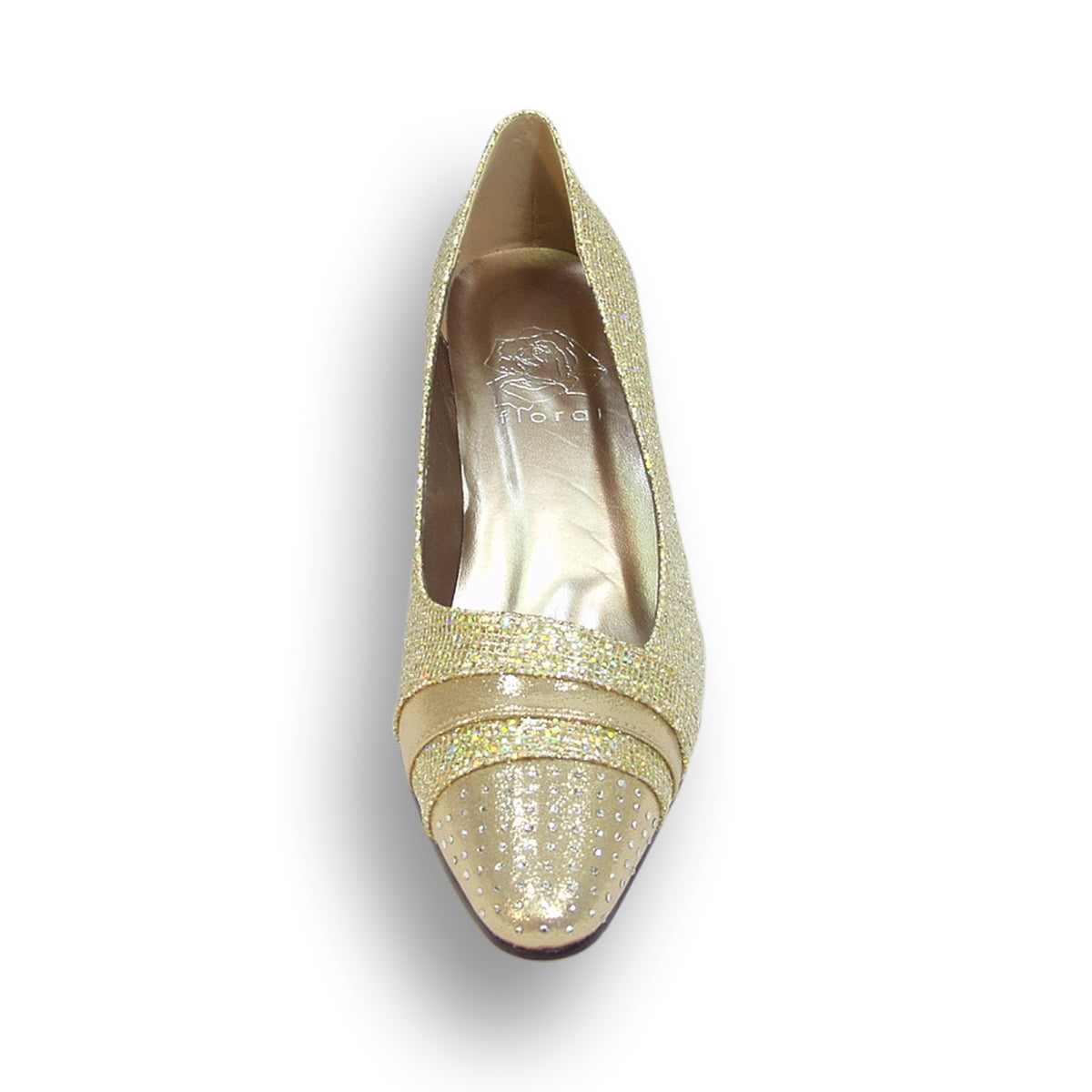 FLORAL Effle Women's Wide Width Evening Dress Shoes for Wedding, Prom & Dinner GOLD 5