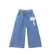 thumbnail image 1 of Odeerbi 2-8 Años Niñas Pantalones Vaqueros de Pierna Ancha Encaje Arco Pantalones Vaqueros de Verano Impreso Fondo Lindo Pantalones de Longitud Completa, 1 of 3