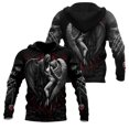thumbnail image 3 of Sudadera con capucha unisex de estilo hip hop de estilo informal, estilo retro medieval, con estampado 3D de calavera y oración para hombre, 3 of 5