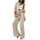 thumbnail image 3 of SAYOO Traje de 2 piezas para mujeres, camisa de manga larga con solapa + traje de pantalones anchos SAYOO moda, 3 of 7