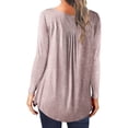 thumbnail image 4 of ShomPort Women's Casual Printed Tunic Tops Round Neck Long Seeleve Pullovers Botton Fold Comfortable Blouses, 4 of 5