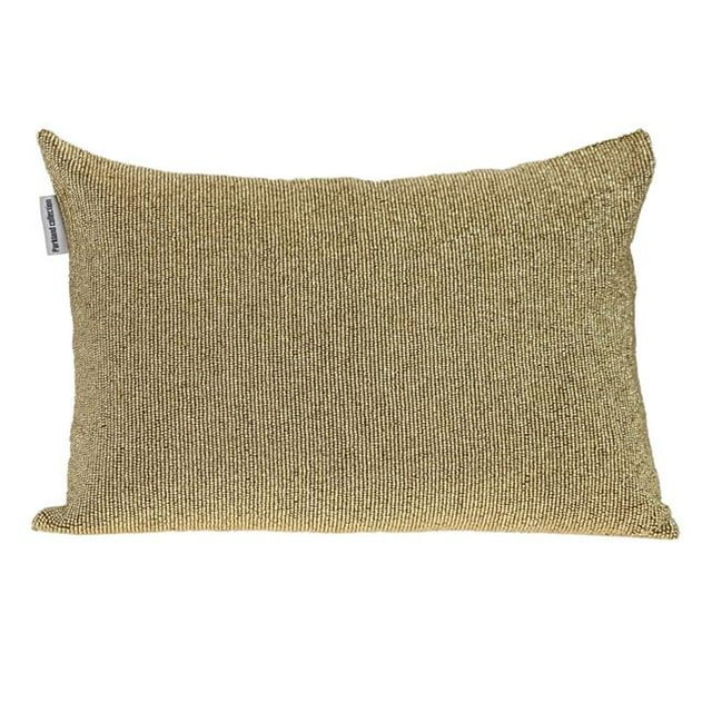 HomeRoots 402721 Shimmering Metallic Gold Beaded Luxury Throw Pillow