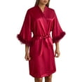 thumbnail image 5 of Yuncity Womens Nightgowns Silk Wedding Party Team Bride Robe Letters Kimono Satin Pyjamas Bridesmaid Bathrobe Pajamas Pjs Loungewear Soft One Size, 5 of 7