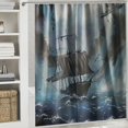thumbnail image 6 of Orinice Sunken Ship Shower Curtain Sailboat Pirate Nautical Scary Weighted Cloth Fabric Water Resistant Shower Curtain Set with Hooks Decorative,Dark Blue, 36x72, 6 of 7