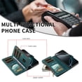 thumbnail image 4 of For iPhone 17 Pro Max Wallet Case, 9 Card Slots RFID Blocking Crossbody Leather Cover, Zipper Pocket, Detachable Wrist & Shoulder Strap, Magnetic Shockproof Protective Phone Case for Women,Green, 4 of 11