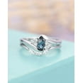 thumbnail image 2 of HeartsAndYou 2ct Natural Pear London Topaz Diamond Curved Bridal Set Ring 14k REAL White Gold, 2 of 9