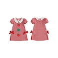thumbnail image 2 of BemeyourBBs Kids Toddler Baby Girl Back to School Dress Outfit Pre Kindergarten Outfits Little Girl Summer Plaid Gingham Dress Puff Short Sleeve Doll Collar Apple Embroidery A-line Dress, 2 of 9