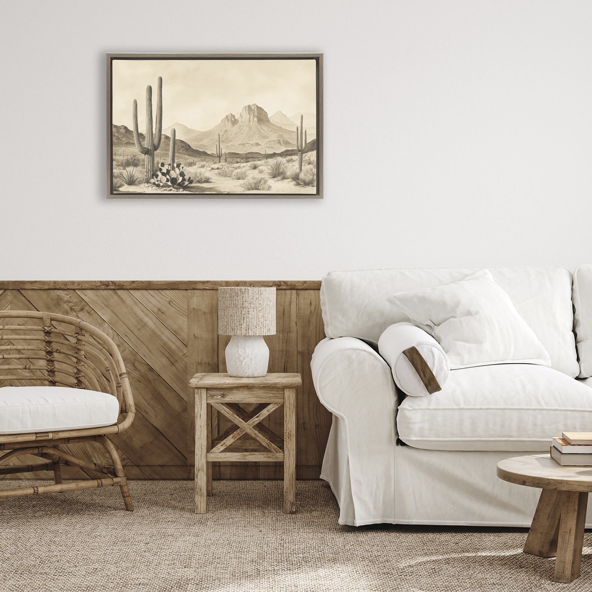 Stupell Industries Arizona Desert Vista Brown Framed Floater Canvas Wall Art, design by Petal Prints Design