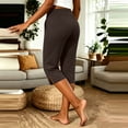 thumbnail image 6 of Abomasnwo Women's Capri Pants High Waisted Stretchy Cropped Pants Lounge Straight Leg Side Split Yoga Pants with Pockets, 6 of 7